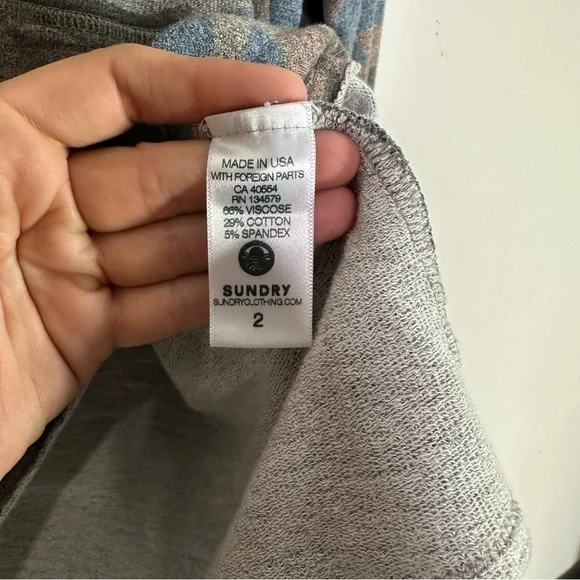 Sundry Heathered Blue Pink Gray Camoflage Lightweight Hoodie Sweatshirt - Picture 6 of 8